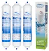 Three water filters are arranged in a row, with a box of a water filter to the right. The filters and box are on a white background. Náhled obrázku produktu