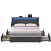 A bed frame with storage drawers and LED lighting. Produktbild-Vorschau