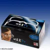 A product box for MAXTV special TV glasses, showing a woman wearing them and the glasses themselves. Produktbild-Vorschau