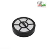 A round black and white vacuum cleaner filter on a white background. Produktbild-Vorschau