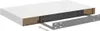 A white shelf with a black bracket attached to it, and another black bracket that appears to be sliding into place from the front. The image is presented at a slight angle. Anteprima dell’immagine prodotto