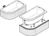 Diagram showing two bathtubs, one installed and one being installed. Produktbild-Vorschau