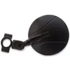 A black motorcycle mirror with a clamp mount is shown against a white background. Produktbild-Vorschau