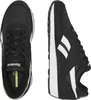 A top-down and side view of a pair of black Reebok sports shoes with white accents. Produktbild-Vorschau