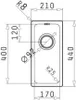 A technical drawing of a sink with dimensions and radii indicated. Produktbild-Vorschau