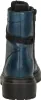 The image shows the back view of a single blue boot with a black sole and black laces. Voir les images du produit