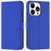 A blue book-style phone case for an iPhone 15 Pro Max is shown from two angles. Produktbild-Vorschau