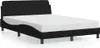 A black bed frame with a white mattress on a white background. Podgląd zdjęcia produktu