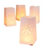 Four white paper lanterns with cut-out winter designs, lit from within, arranged on a white background. Produktbild-Vorschau