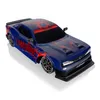 A blue remote-controlled drift car with red flame graphics is shown from a slightly elevated front-right angle on a white background. Produktbild-Vorschau