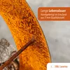 Close-up of a rusty metal object with text overlay and a logo at the bottom. Produktbild-Vorschau