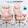Two pink ergonomic office chairs are shown with dimensions and weight capacity indicated. Podgląd zdjęcia produktu