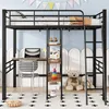 A child's bedroom with a loft bed, desk, and shelves. Podgląd zdjęcia produktu