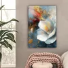 Leinwand Bilder 40x60 cm - Blumen - Weiß - Gold - Kunst - Produktbild-Vorschau 2