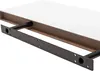 A close-up view of a white shelf with a black metal bracket attached to its underside. Produktbild-Vorschau