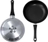 A frying pan shown from two angles: the top view of the cooking surface and the bottom view of the base. Produktbild-Vorschau