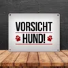 Vorsicht Hund! Metallschild mit Pfoten Motiv in rot Warnung Produktbild-Vorschau 4