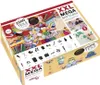 A box of craft supplies for children, showing various materials and examples of crafts. Produktbild-Vorschau