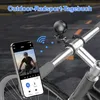 A mini camera mounted on a bicycle handlebar, with a smartphone displaying the camera's feed. Produktbild-Vorschau