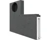 A 3D rendering of a building insulation component with a circular opening and a white frame. Produktbild-Vorschau