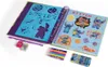 An open coloring book with stencils and art supplies. Podgląd zdjęcia produktu