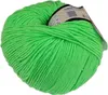A ball of bright green yarn with a label attached. Náhľad obrázku produktu