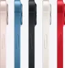 A row of five iPhones in different colors, viewed from the side. Produktbild-Vorschau