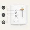 A white toaster with control buttons and icons indicating different functions. Anteprima dell’immagine prodotto
