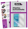 A collage of images showing instructions for applying a screen protector and a product shot of the screen protector. Produktbild-Vorschau