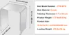 A clear acrylic C-shaped side table with dimensions and specifications displayed next to it. Anteprima dell’immagine prodotto