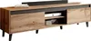 A modern TV lowboard with a wood grain finish and dark gray accents, displayed against a white background. Náhled obrázku produktu