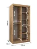 Kleiderschrank mit Spiegeln MILANA – Breite 100 cm, Eiche Produktbild-Vorschau 3