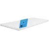A white mattress topper is shown on a white background with a blue label attached. Náhled obrázku produktu