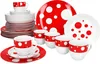 Pula rouge 30pcs service combiné vaisselle à pois points Voir les images du produit 1