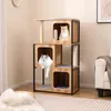 GOPLUS 133 cm Katzenbaum mit Metallrahmen, 3 Katzenhäusern, Produktbild-Vorschau 2