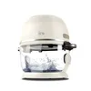 A white air fryer with a glass bowl filled with water and splashing. Voir les images du produit