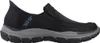 A side view of a black Skechers slip-on shoe. Produktbild-Vorschau