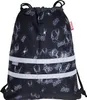 A black drawstring bag with a Spiderman pattern and reflective stripes. Náhled obrázku produktu