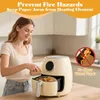 A woman is using an air fryer in a kitchen setting. There is text and a graphic overlay. Produktbild-Vorschau