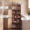 COSTWAY Sideboard, Küchenschrank mit 2 Rattantüren & 5 Produktbild-Vorschau 4