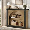 A console table with arched shelving, decorated with various items, in a room with wooden paneled walls and a window. Anteprima dell’immagine prodotto