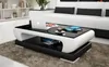 Designer Couchtisch Polster Tisch Leder Glas Moderner Voir les images du produit 4