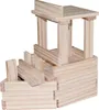 A construction of wooden blocks, resembling a tower or building, is shown against a white background. Produktbild-Vorschau