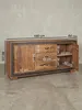Rückwärtige Detailansicht des Holzsideboards. Die präzise Verarbeitung der Rückwand und die stabilen Verbindungen des 160x44x80 cm großen Möbelstücks zeugen von hoher Qualität._#sku_BARWL5.193# Produktbild-Vorschau