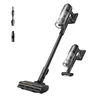 A cordless stick vacuum cleaner and its accessories are displayed against a white background. Produktbild-Vorschau