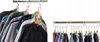 A collage of images showing clothes hangers used to organize garments on a closet rod. Podgląd zdjęcia produktu