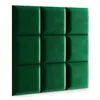 A panel of nine square, dark green velvet upholstered wall panels arranged in a 3x3 grid. Anteprima dell’immagine prodotto