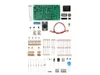 A collection of electronic components laid out on a white background, including a circuit board, resistors, capacitors, LEDs, transistors, and wires. Náhled obrázku produktu