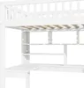 A close-up view of a white loft bed with a desk and shelves underneath. Anteprima dell’immagine prodotto
