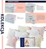 A collage of images showcasing different types of duvets and pillows, with text descriptions and a product packaging. Podgląd zdjęcia produktu